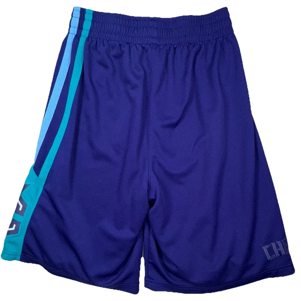 Adidas‎ Charlotte Hornets NBA Mens Medium Purple Basketball Shorts Mesh Striped